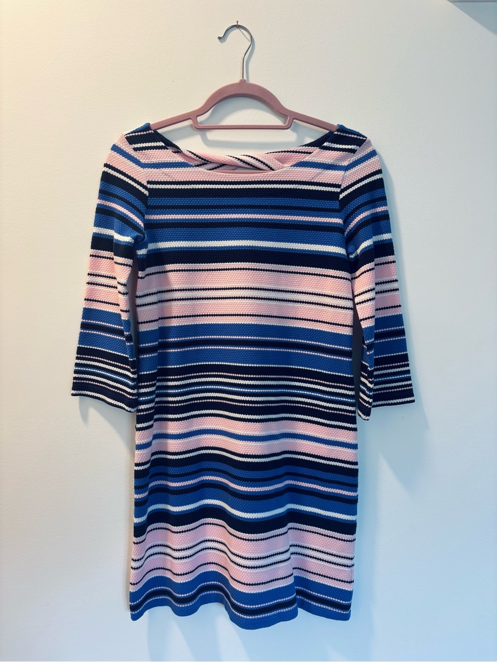 Lilly Pulitzer Navy, Royal Blue & Pink Striped Knit Shift Dress